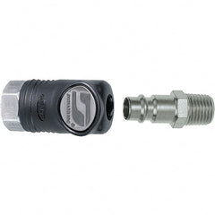 Dynabrade - 2 Piece 1/4" Body 1/4 NPT 150 psi Composite Industrial Pneumatic Coupling Plug Set - Exact Tooling