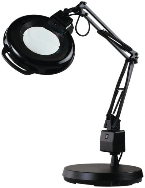 Electrix - 30 Inch, Spring Suspension, Desk Mounted, Fluorescent, Black, Magnifying Task Light - 22 Watt, 1.75x Magnification, 5 Inch Wide - Exact Tooling