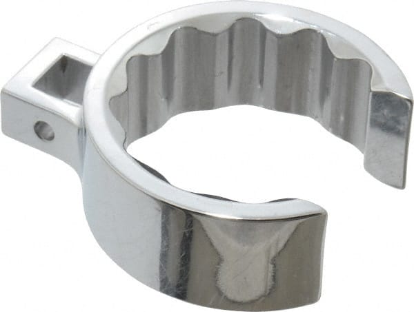 Proto - 2" 12 Point 1/2" Drive Full Polish Chrome Flare Nut Crowfoot Wrench - 2-23/32" Head Diam x 1-1/16" Head Thickness, 3.38" OAL - Exact Tooling