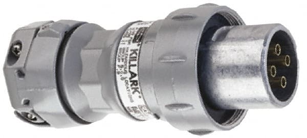 Hubbell Killark - 3 Pole, 3 Pin Cofiguration, NEMA 4X, 30 Amp Plug - 250 VDC, 600 VAC, Self Grounding - Exact Tooling