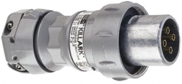 Hubbell Killark - 3 Pole, 3 Pin Cofiguration, NEMA 4X, 60 Amp Plug - 250 VDC, 600 VAC, Self Grounding - Exact Tooling