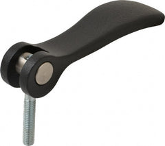 KIPP - #10-32, 0.71" Hub Diam, Black Powder Coat Cast Aluminum Adjustable Clamping Handle - 0.78" Stud Length - Exact Tooling