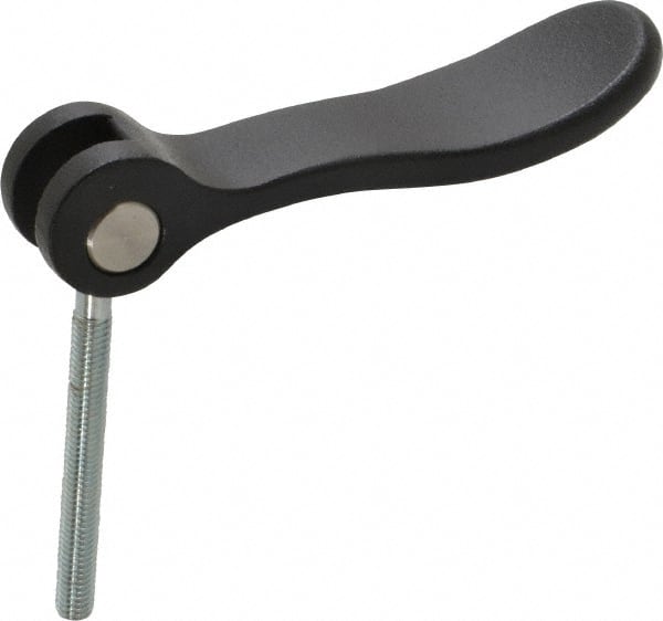 KIPP - #10-32, 0.71" Hub Diam, Black Powder Coat Cast Aluminum Adjustable Clamping Handle - 1.57" Stud Length - Exact Tooling