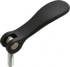 KIPP - 1/4-20, 0.71" Hub Diam, Black Powder Coat Cast Aluminum Adjustable Clamping Handle - 0.78" Stud Length - Exact Tooling