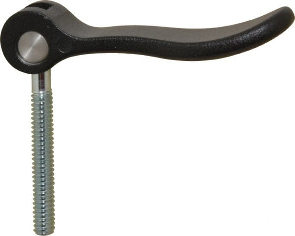 KIPP - 1/4-20, 0.71" Hub Diam, Black Powder Coat Cast Aluminum Adjustable Clamping Handle - 1.57" Stud Length - Exact Tooling