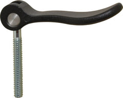 KIPP - 1/4-20, 0.71" Hub Diam, Black Powder Coat Cast Aluminum Adjustable Clamping Handle - 1.57" Stud Length - Exact Tooling