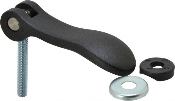 KIPP - 5/16-18, 1.06" Hub Diam, Black Powder Coat Cast Aluminum Adjustable Clamping Handle - 1.96" Stud Length - Exact Tooling