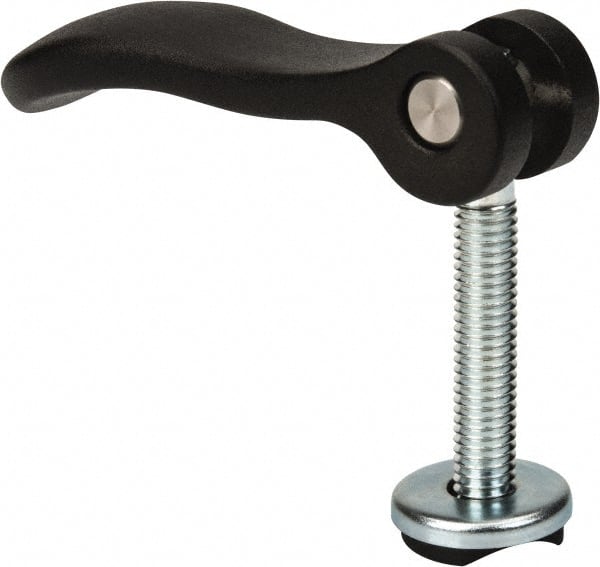 KIPP - 3/8-16, 1.06" Hub Diam, Black Powder Coat Cast Aluminum Adjustable Clamping Handle - 1.96" Stud Length - Exact Tooling