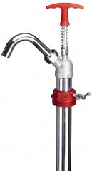 PRO-LUBE - Oil Lubrication 0.04 Strokes/oz Flow Steel & Cast Iron Lever Hand Pump - For 55 Gal Container, Use with High Viscosity Petroleum Based Media & Lacquer Thinner, Do Not Use with Corrosive Media, Gasoline & Water-Based Media - Exact Tooling