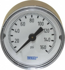 Wika - 1-1/2" Dial, 1/8 Thread, 0-160 Scale Range, Pressure Gauge - Center Back Connection Mount, Accurate to 3-2-3% of Scale - Exact Tooling