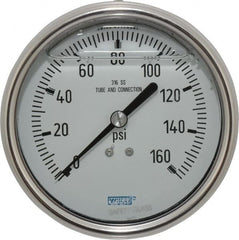 Wika - 4" Dial, 1/4 Thread, 0-160 Scale Range, Pressure Gauge - Lower Back Connection Mount, Accurate to 1% of Scale - Exact Tooling