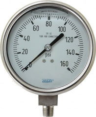 Wika - 4" Dial, 1/4 Thread, 0-160 Scale Range, Pressure Gauge - Lower Connection Mount, Accurate to 1% of Scale - Exact Tooling