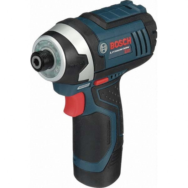 Bosch - 18 Volt, 1/4" Drive, 930 In/Lb Torque, Cordless Impact Driver - 2600 RPM, 2 Lithium-Ion Batteries Included - Exact Tooling