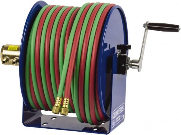 CoxReels - 17" Long x 18-1/4" Wide x 18" High, 1/4" ID, Hand Crank Welding Hose Reel - 200' Hose Length, 200 psi Working Pressure, Hose Included - Exact Tooling