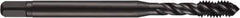 DORMER - 1/4-28 UNF 3 Flute 3B Modified Bottoming Spiral Flute Tap - Powdered Metal, Oxide Finish, 2-1/2" OAL, Right Hand Flute, Right Hand Thread, H3, Series E038 - Exact Tooling
