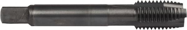 DORMER - M6x1.00 Metric Coarse, 2 Flute, Oxide Finish, Powdered Metal Spiral Point Tap - Plug Chamfer, Right Hand Thread, 2-1/2" OAL, 0.5075" Thread Length, 0.255" Shank Diam, 6H Class of Fit, Series E006 - Exact Tooling