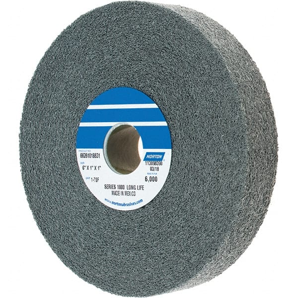 Norton - 6" Diam, 1" Face Width, 1" Center Hole, Fine Grade, Silicon Carbide Deburring Wheel - Convolute, Density 7 Grade - Exact Tooling