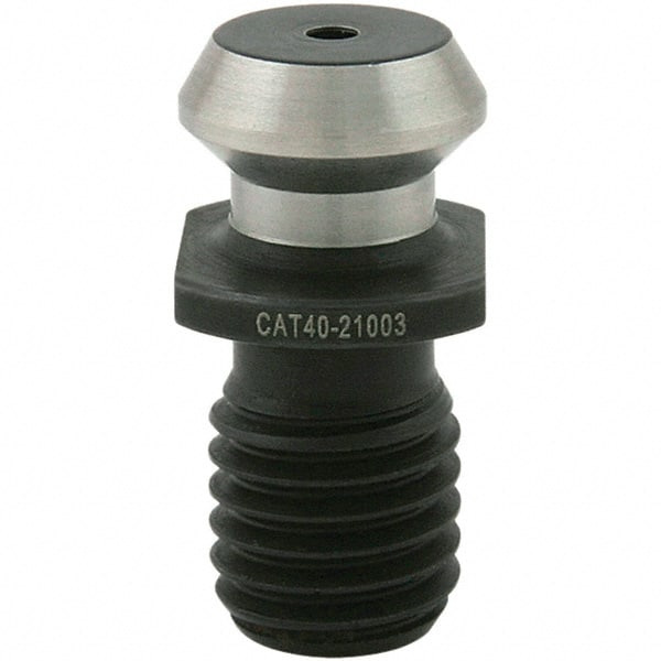 Techniks - CAT40 Taper, 5/8-11 Thread, 45° Angle Radius, Standard Retention Knob - 1-1/2" OAL, 0.74" Knob Diam, Through Coolant - Exact Tooling