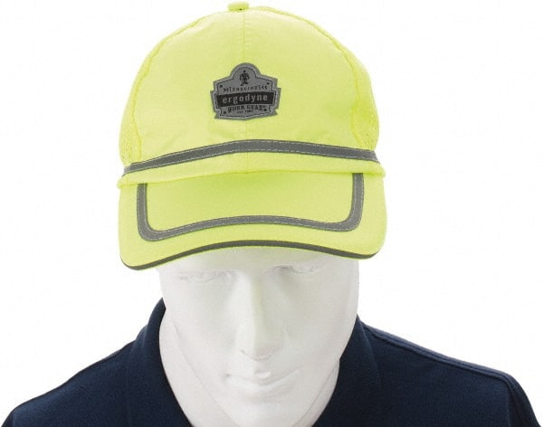 Ergodyne - Size Universal, General Purpose Baseball Cap - Lime Solid with Gray Stripe Pattern, Polyester - Exact Tooling