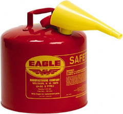 Eagle - 5 Gal Galvanized Steel Type I Safety Can - 13-1/2" High x 12-1/2" Diam, Red - Exact Tooling
