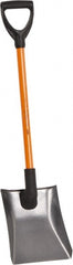 NUPLA - 11-1/2" High x 9-7/8" Wide Square Steel Shovel - 27" Long Fiberglass D-Grip Handle - Exact Tooling