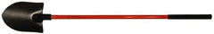 NUPLA - 11-1/2" High x 9" Wide Round Steel Shovel - 48" Long Fiberglass Straight Handle - Exact Tooling