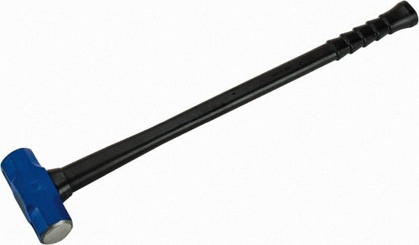 NUPLA - 8 Lb Head, 32" Long Soft Steel Safety Sledge Hammer - Steel Head, 2" Face Diam, 6-3/8" Long Head, Fiberglass Handle - Exact Tooling