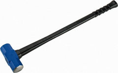 NUPLA - 10 Lb Head, 32" Long Soft Steel Safety Sledge Hammer - Steel Head, 2-1/8" Face Diam, 6-3/4" Long Head, Fiberglass Handle - Exact Tooling