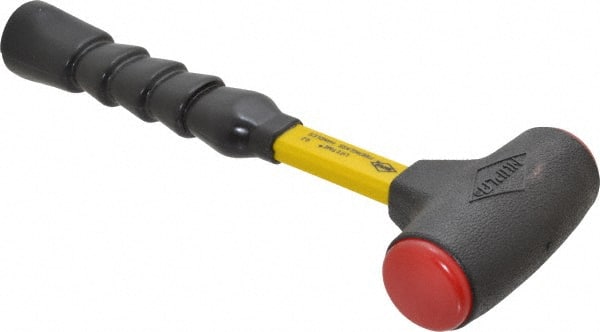 NUPLA - 16 oz Head 1-1/2" Face Diam Tough Polymer Non-Marring Dead Blow Hammer - 12-1/2" OAL, Fiberglass Handle - Exact Tooling