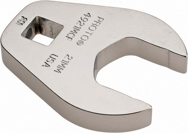 Proto - 21mm 3/8" Drive Chrome Crowfoot Wrench - 1-23/32" Head Diam x 1/4" Head Thickness, 2-3/32" OAL - Exact Tooling