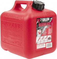 Made in USA - 2 Gal High Density Polyethylene Spill-Proof CARB Gas Can - 9-3/4" High x 9-1/4" Diam, Red - Exact Tooling