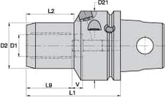 Kennametal - KM63XMZ Modular Connection, 32mm Hole Diam, Hydraulic Tool Holder/Chuck - 60mm Nose Diam, 100mm Projection, 51mm Clamp Depth, 15,000 RPM, Through Coolant - Exact Tooling