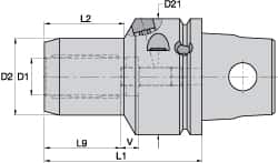 Kennametal - KM63XMZ Modular Connection, 20mm Hole Diam, Hydraulic Tool Holder/Chuck - 42mm Nose Diam, 85mm Projection, 41mm Clamp Depth, 15,000 RPM, Through Coolant - Exact Tooling