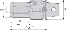Kennametal - KM63UT Modular Connection, 12mm Hole Diam, Hydraulic Tool Holder/Chuck - 32mm Nose Diam, 80mm Projection, 36mm Clamp Depth, 15,000 RPM, Through Coolant - Exact Tooling