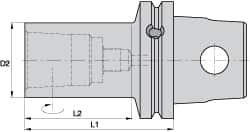 Kennametal - KM63XMZ Outside Modular Connection, KM40 Inside Modular Connection, KM63 to KM40 Reducing Adapter - 80.01mm Projection, 39.88mm Nose Diam, 120.02mm OAL, Through Coolant - Exact Tooling
