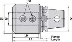Kennametal - KM63UT Modular Connection, 0.7874" Inside Hole Diam, 3.1496" Projection, Whistle Notch Adapter - Through Coolant - Exact Tooling