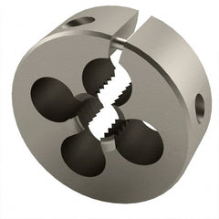 Cle-Line - M10x1.50 Metric Coarse Thread, 1" Outside Diam High Speed Steel Round Die - 3/8" Thick, Right Hand Thread, Adjustable - Exact Tooling