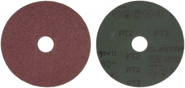 3M - 5" Diam 7/8" Hole 80 Grit Fiber Disc - Medium Grade, Ceramic, 12,000 Max RPM, Series 982C - Exact Tooling