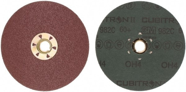 3M - 5" Diam 5/8-11 Threaded Hole 60 Grit Fiber Disc - Medium Grade, Ceramic, 12,000 Max RPM, Series 982C - Exact Tooling