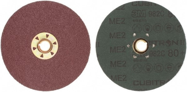 3M - 5" Diam 5/8-11 Threaded Hole 80 Grit Fiber Disc - Medium Grade, Ceramic, 12,000 Max RPM, Series 982C - Exact Tooling