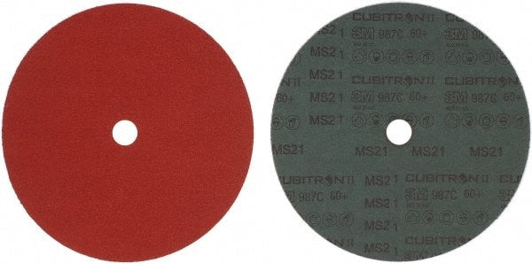 3M - 9-1/8" Diam 7/8" Hole 60 Grit Fiber Disc - Medium Grade, Ceramic, 6,600 Max RPM, Series 987C - Exact Tooling