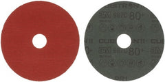 3M - 5" Diam 7/8" Hole 80 Grit Fiber Disc - Medium Grade, Ceramic, 12,000 Max RPM, Series 987C - Exact Tooling