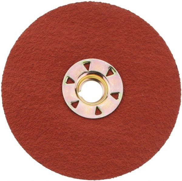 3M - 4-1/2" Diam 5/8-11 Threaded Hole 60 Grit Fiber Disc - Medium Grade, Ceramic, 13,300 Max RPM, Series 987C - Exact Tooling