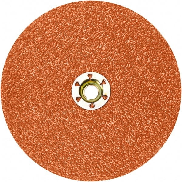 3M - 5" Diam 5/8-11 Threaded Hole 80 Grit Fiber Disc - Medium Grade, Ceramic, 12,000 Max RPM, Series 987C - Exact Tooling