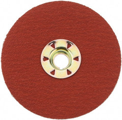 3M - 4-1/2" Diam 5/8-11 Threaded Hole 80 Grit Fiber Disc - Medium Grade, Ceramic, 13,300 Max RPM, Series 987C - Exact Tooling