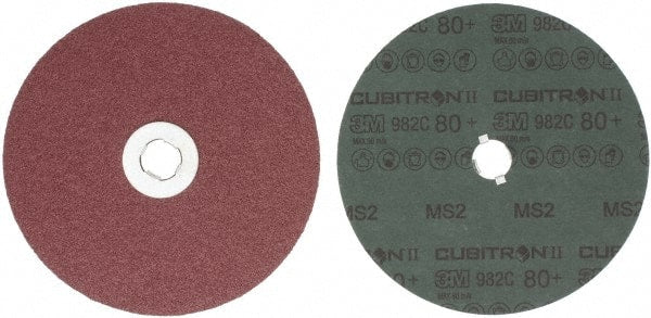 3M - 7" Diam 5/8-11 Threaded Hole 80 Grit Fiber Disc - Medium Grade, Ceramic, 8,600 Max RPM, Series 982C - Exact Tooling