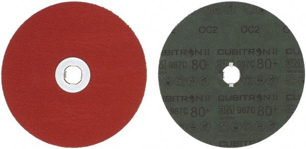 3M - 7" Diam 5/8-11 Threaded Hole 80 Grit Fiber Disc - Medium Grade, Ceramic, 8,600 Max RPM, Series 987C - Exact Tooling