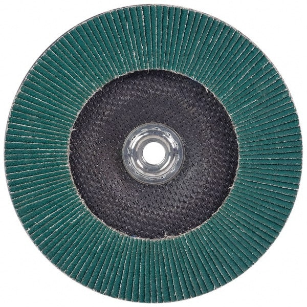 3M - 36 Grit, 7" Disc Diam, 7/8" Center Hole, Type 29 Zirconia Alumina Flap Disc - 8,600 Max RPM, Cloth Backing, Arbor Attaching System, Coated - Exact Tooling