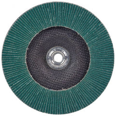 3M - 36 Grit, 4-1/2" Disc Diam, 5/8-11 Center Hole, Type 27 Zirconia Alumina Flap Disc - 13,300 Max RPM, Cloth Backing, Arbor Attaching System, Coated - Exact Tooling