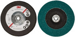 3M - 40 Grit, 7" Disc Diam, 5/8-11 Center Hole, Type 27 Zirconia Alumina Flap Disc - 8,600 Max RPM, Cloth Backing, Arbor Attaching System, Coated - Exact Tooling